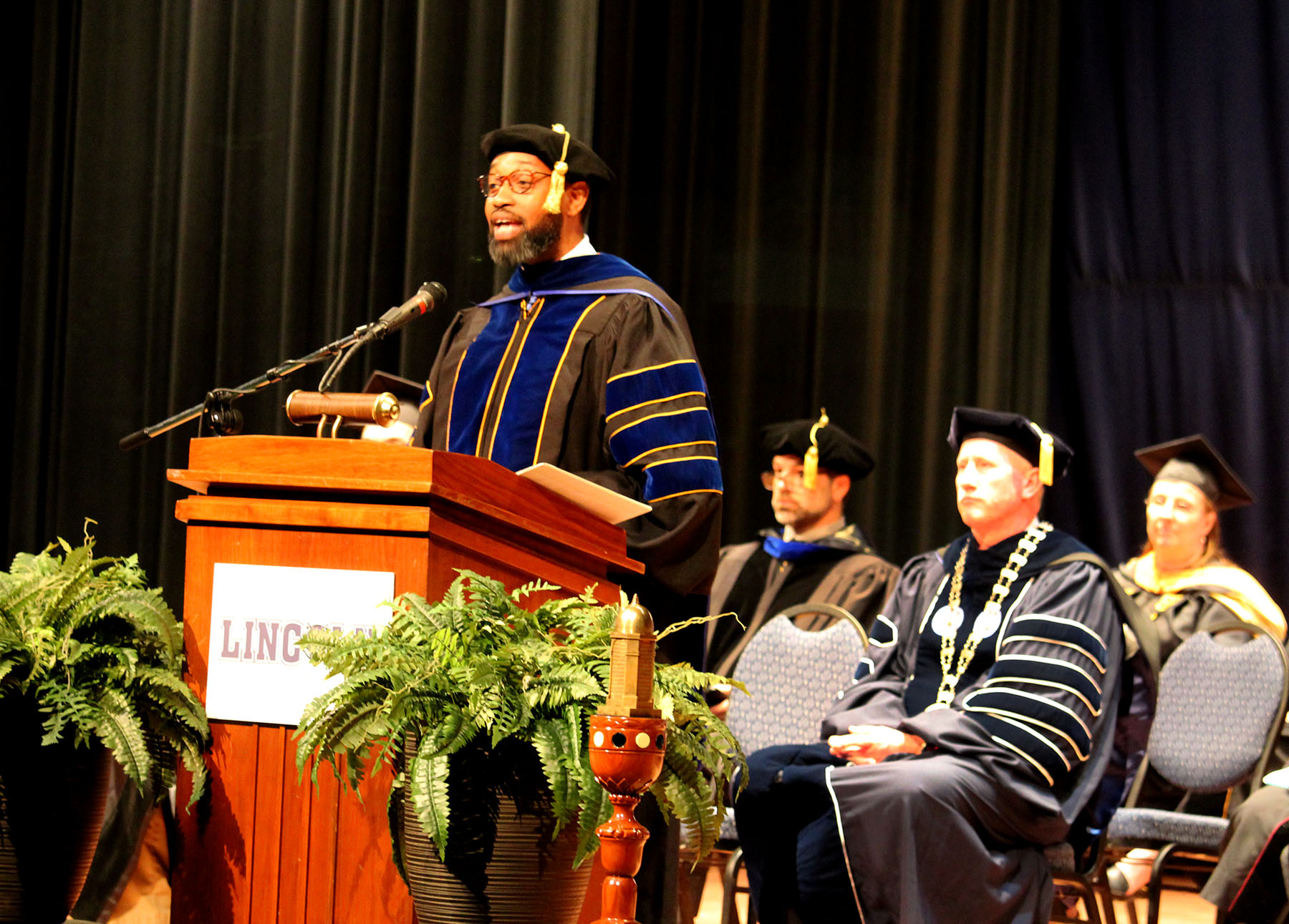 Provost Stevie Lawrence II addresses students