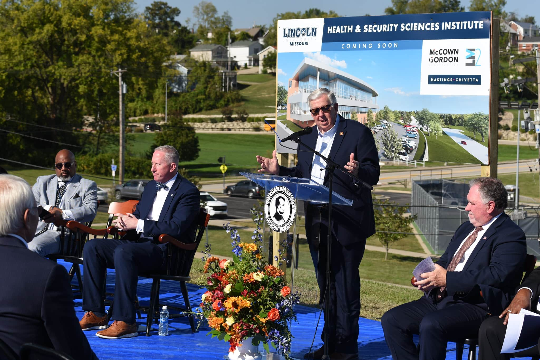 Governor Parson speaks at the HSSI groundbreaking ceremony.