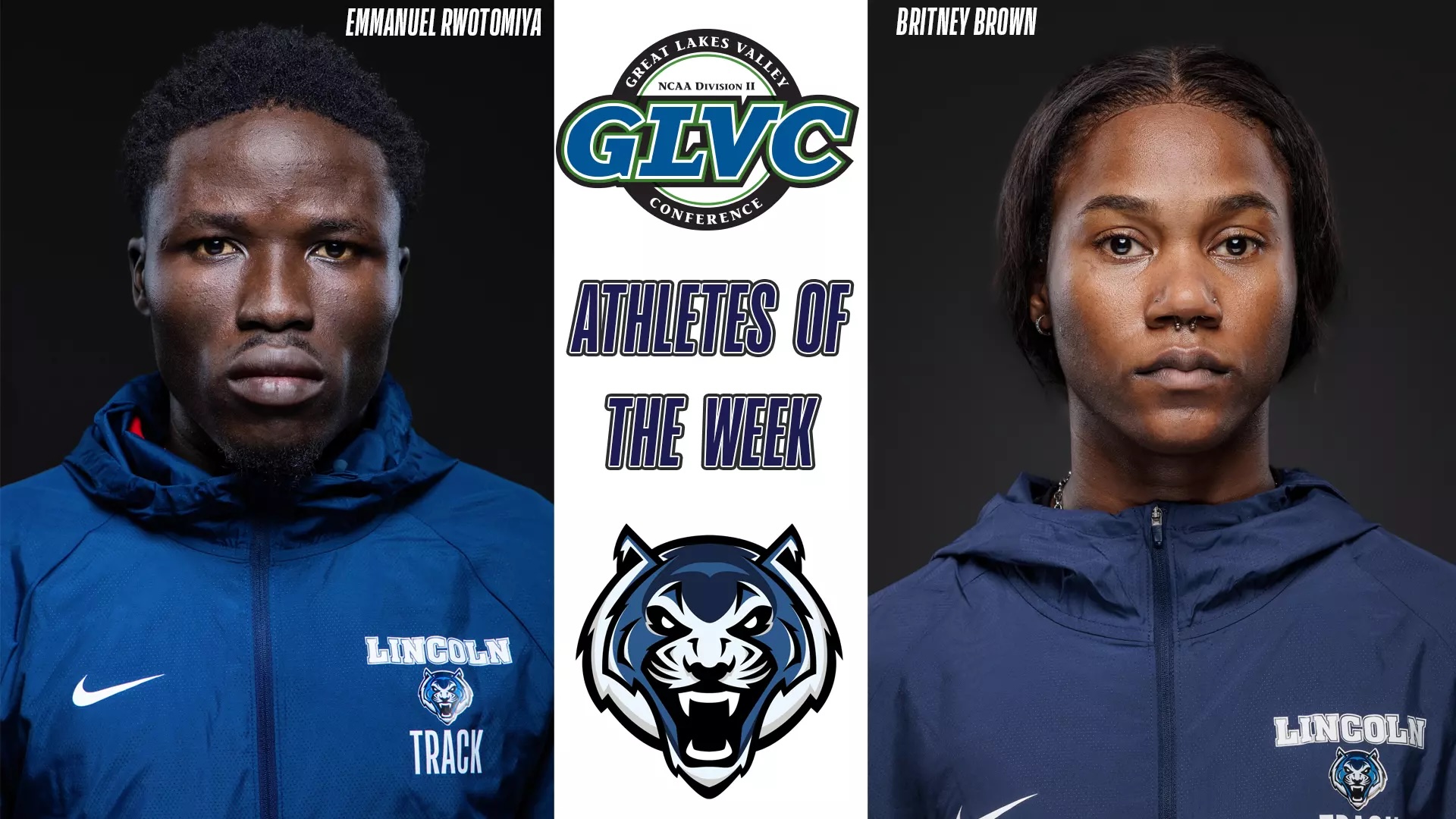 Lincoln University athletes selected as GLVC Track Athletes of the Week.