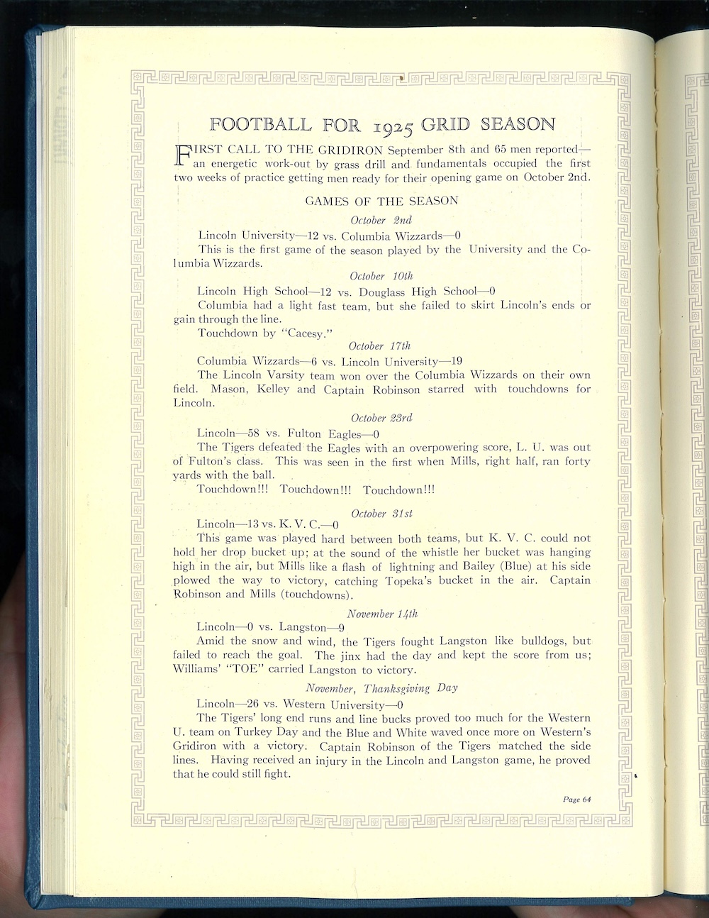 Lincoln University of Missouri 1925 football schedule. 