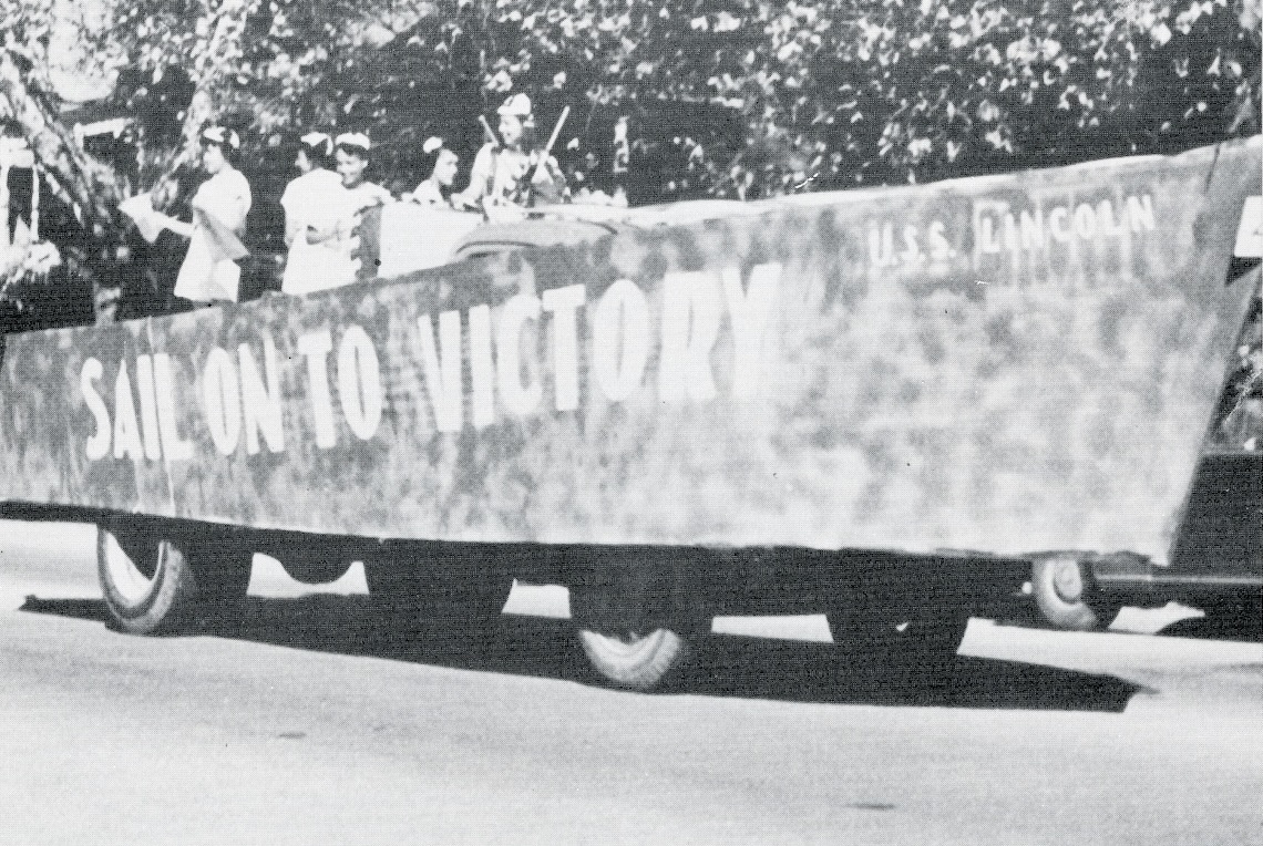 Lincoln University of Missouri 1950 Homecoming Parade winning float, entered by the Omega Psi Phi fraternity. 